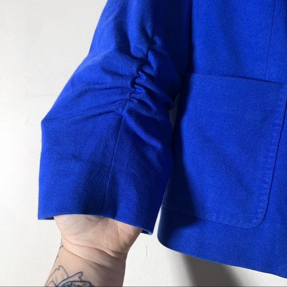 The limited cobalt blue one button cotton polyester blazer geometric circle sz S - Picture 3 of 12